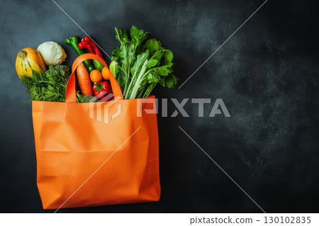 shopping bag with vegetables 130102835
