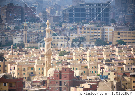 Minaret Rising Above the Urban Landscape of Cairo, Egypt 130102967