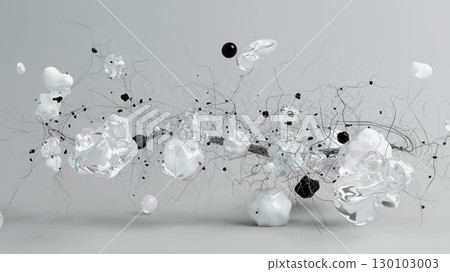 Abstract Artistic Composition with Organic Shapes and Transparent Elements 130103003