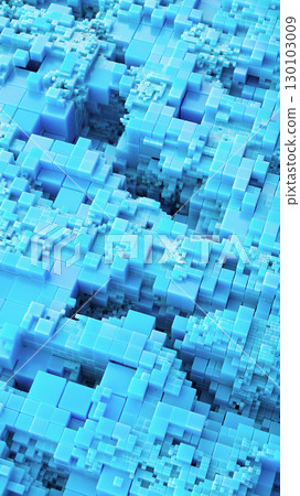 Abstract 3D Artwork of Geometric Light Blue Cubes in Perspective 130103009