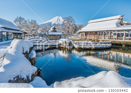 忍野八海, 富士山, 雪 忍野八海, 富士山, 雪 130103442
