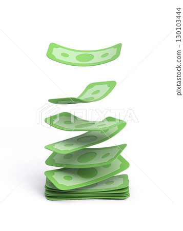 Green cartoon moneys bills falling 3D 130103444
