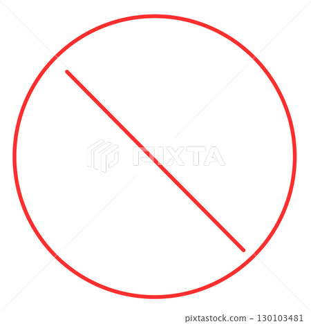 細而簡單的禁止標誌，紅色 130103481