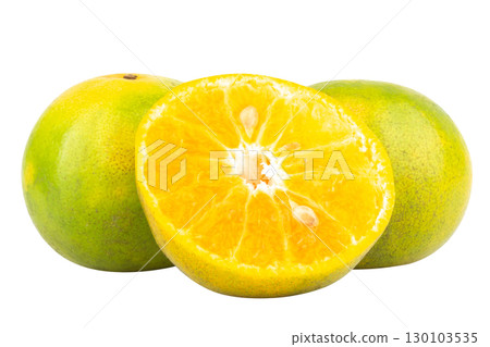 tangerine slice on white background tangerine slice on white background 130103535