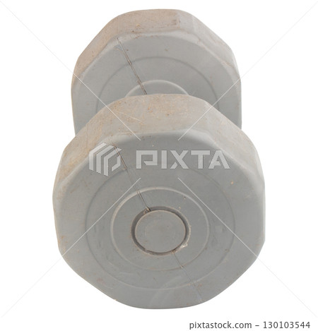 Gray 10 kg Dumbbell Isolated on White Background Gray 10 kg Dumbbell Isolated on White Background 130103544