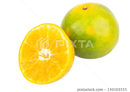 tangerine slice on white background tangerine slice on white background 130103555