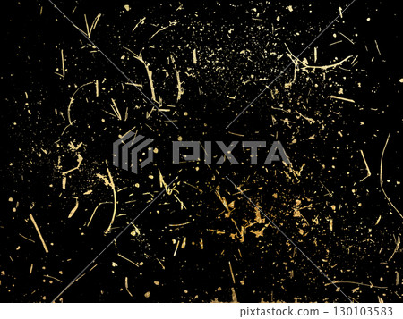 Abstract gold splatter texture on a black background. Perfect for luxury designs, fashion, digital art, and elegant decorative elements. Vector 130103583