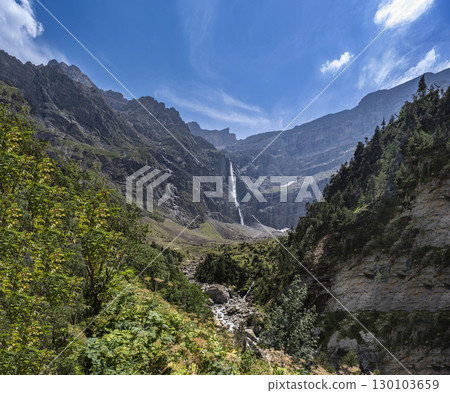 Exploring the majestic Cirque de Gavarnie in the Cauteret Pyrenees with stunning waterfalls and Exploring the majestic Cirque de Gavarnie in the Cauteret Pyrenees with stunning waterfalls and 130103659