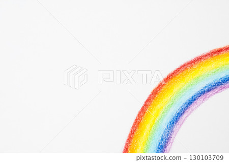 Rainbow drawn with colored pencils 130103709