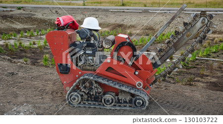 Red Trencher Excavation Machine with Tracks Red Trencher Excavation Machine with Tracks 130103722