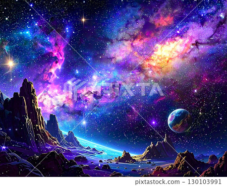 A magnificent and fantastical world of galaxies and planets shining in the mysterious universe 130103991