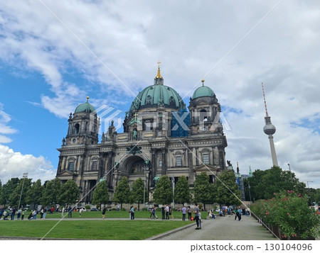 Berlin, Germany - August 2, 2025: Berlin Cathedral (German: Berliner Dom), short name for the Evangelical Supreme Parish and Collegiate Church located on Museum Island in the Mitte borough 130104096