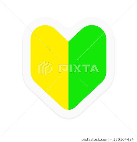 Simple beginner mark sticker - green and yellow young leaf mark beginner beginner level image illustration material 130104454