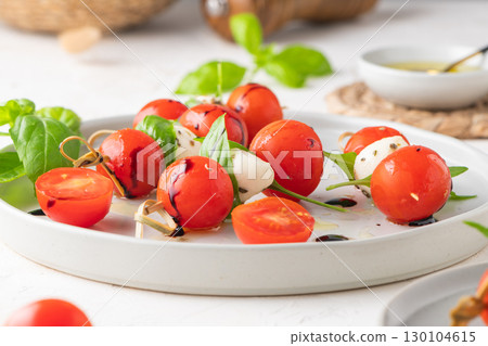 Traditional Italian salad- caprese salad skewer Traditional Italian salad- caprese salad skewer 130104615