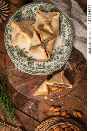 Traditional portuguese conventual sweet called Pitos de Santa Luzia from Vila Real, Portugal. 130104622