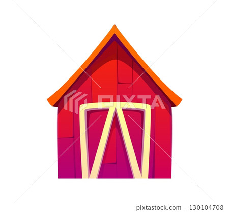 Cartoon letter A as a red barn with a pitched roof and wooden plank texture. Vector playful Agriculture typeface, farm font, harvest type, funny English alphabet, agricultural or rural abc character Cartoon letter A as a red barn with a pitched roof and wooden plank texture. Vector playful Agriculture typeface, farm font, harvest type, funny English alphabet, agricultural or rural abc character 130104708
