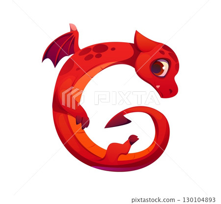 Asian red dragon character font letter G. Fairy monster kids ABC symbol, red dragon character cartoon vector type element. Fantasy animal personage English alphabet typeset letter or font sign Asian red dragon character font letter G. Fairy monster kids ABC symbol, red dragon character cartoon vector type element. Fantasy animal personage English alphabet typeset letter or font sign 130104893