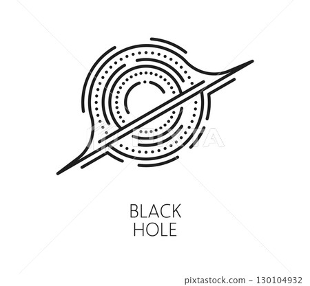 Line galaxy or space icon of black hole for astronomy and cosmos science, vector symbol. Black hole line icon of galaxy astronomical object in outer space of solar system for spacetime exploration 130104932