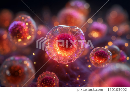 高品質美容成分的奇妙表達，讓人聯想到發光的分子細胞 130105002