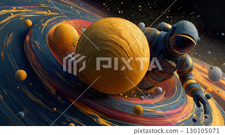 Orbit Drift Astronaut in Swirling Rings 130105071