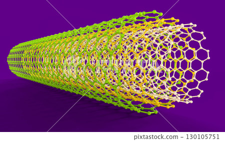 Carbon nanotube, 3D illustration 130105751