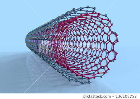 Carbon nanotube, 3D illustration 130105752