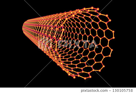 Carbon nanotube, 3D illustration 130105758