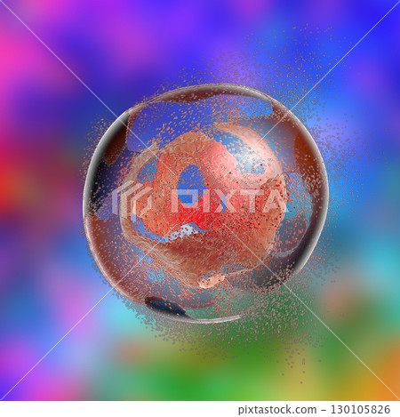 Destruction of a cell. Conceptual image 130105826