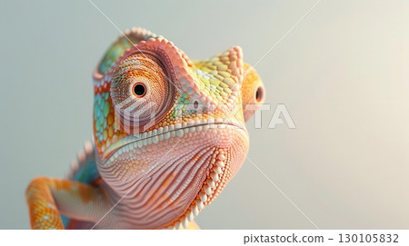 close up of a yellow-green baby chameleon with bright colors, clean white background, cute and colorful close up of a yellow-green baby chameleon with bright colors, clean white background, cute and colorful 130105832