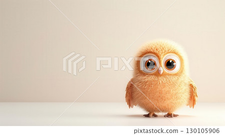 3D rendering of a baby owl with big eyes, clean white background, cute and wise 3D rendering of a baby owl with big eyes, clean white background, cute and wise 130105906