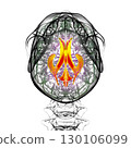 Ventricular system of the brain, 3D illustration 130106099