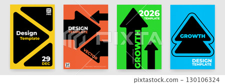 Simple poster design template with abstract geometric shapes and vector graphic colors. Business backdrop and Layout for flyer, poster, banners and covers design. Geometric modern style posters set 130106324