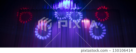 Baner theatrical curtain in the rays of the stage spotlight. 130106414
