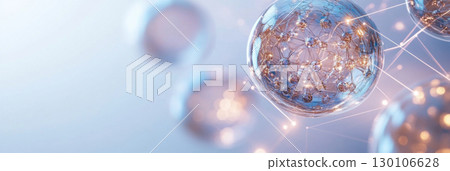 Abstract scientific background with translucent cells and glowing elements 130106628