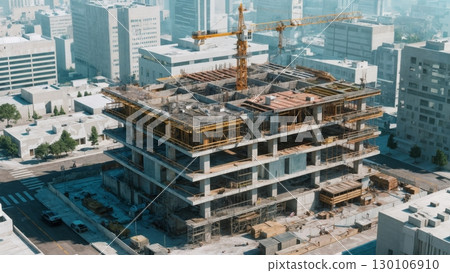 Construction Project, Building Progress, Urban Development. Perfect for real estate, engineering, historical archives 130106910