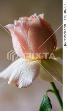 Blooming Flower Time-lapse, Nature's Unfolding, Delicate Growth. Ideal for gardening, biology, meditative content, vertical shot 130106924