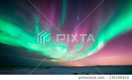 Aurora Borealis Time-lapse, Northern Lights, Celestial Dance. Great for astrophotography, travel, inspirational themes 130106928