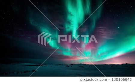 Aurora Borealis Time-lapse, Northern Lights, Celestial Dance. Great for astrophotography, travel, inspirational themes 130106945