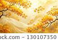 金色的秋葉在柔和的燈光下飄落的背景 130107350
