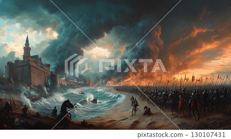 Epic Siege: Armored Cavalry Attack Fortress by the Sea 130107431