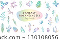 Fantastic pastel color botanical motif illustration set 130108056
