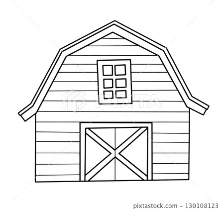 Coloring book. Cute barn drawing. Vector illustration for children's cartoon. 130108123