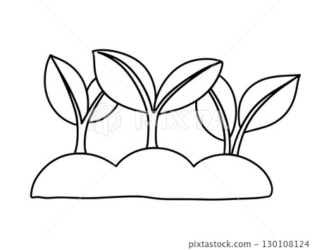 Coloring book. Plant sprouts, cute drawing. Vector illustration for children, cartoon. Coloring book. Plant sprouts, cute drawing. Vector illustration for children, cartoon. 130108124