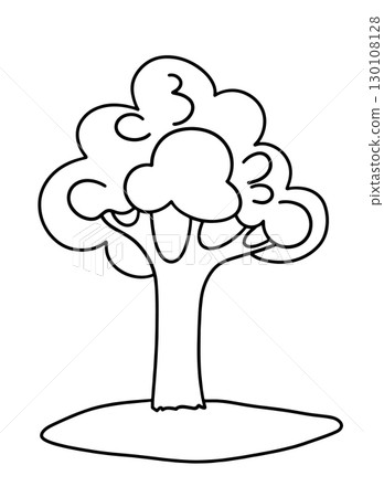 Coloring book. Tree, cute vector drawing. Illustration for children's coloring, cartoon. 130108128