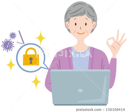 老年人為他們的電腦採取安全措施 老年人 老年婦女 130108414