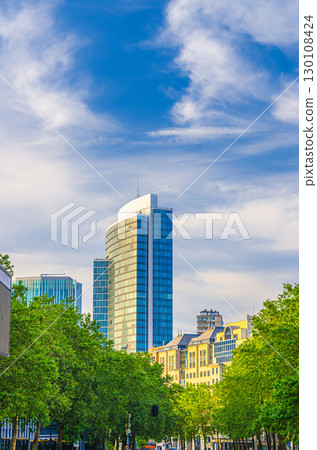 Madou Plaza Tower skyscraper European Commission building and street road in Brussels city historical centre, Belgium 130108424