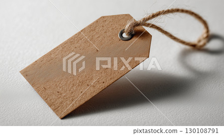 Kraft paper tag placed on a white background 130108791