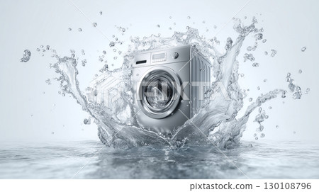 The moment when water splashes into the washing machine The moment when water splashes into the washing machine 130108796