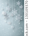 Hanging snowflakes with a soft snowy background. 130109370