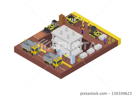 Isometric construction site Isometric construction site 130109623
